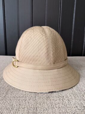 Burberry Vintage Beige Women's Bucket Hat with Gold Ring